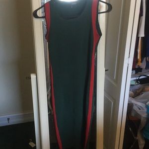 Green and red stripped dress